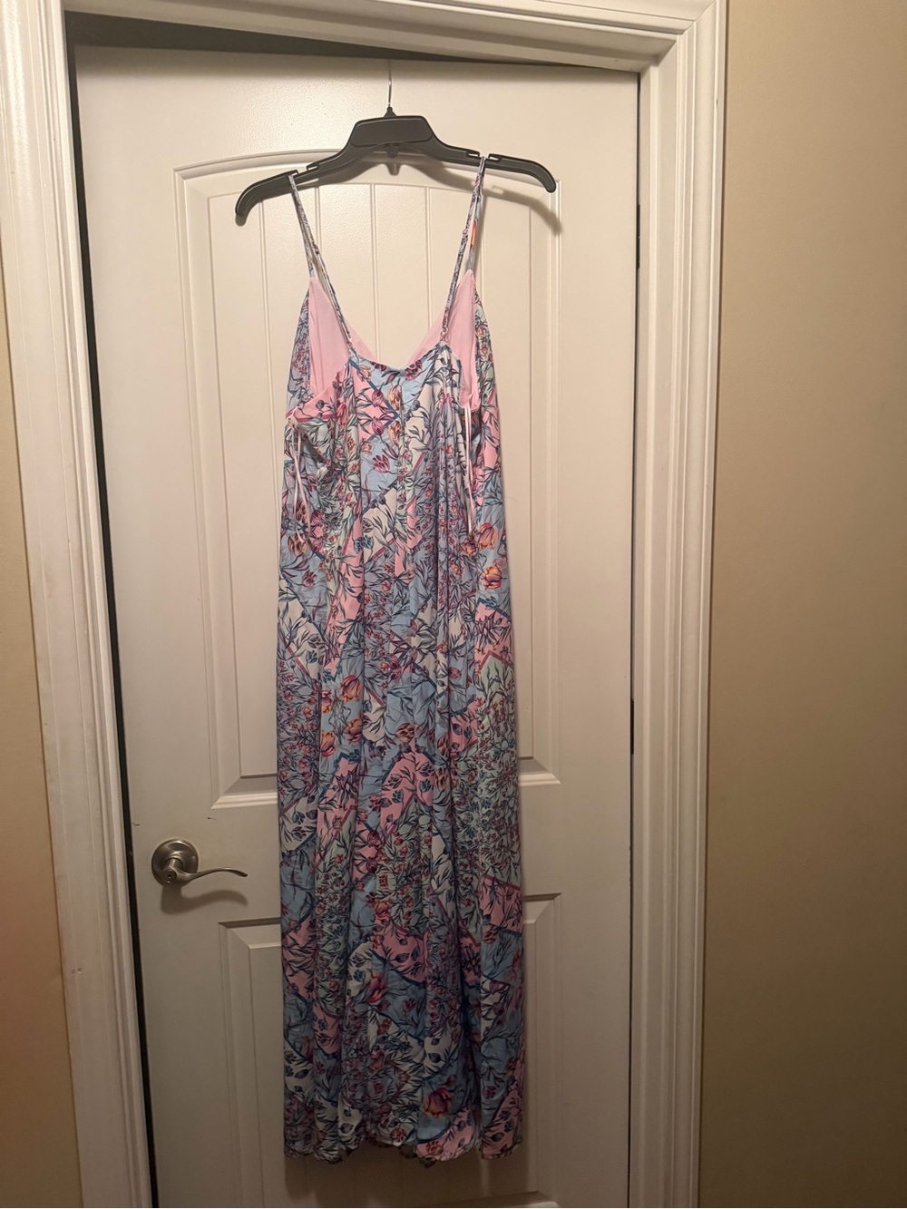 Steve Madden Pink and Light Blue Floral Maxi Slip Dress